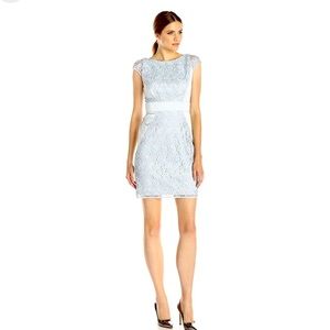 Jessica Simpson 241189 Womens Cap-Sleeve Floral Lace Sheath Dress